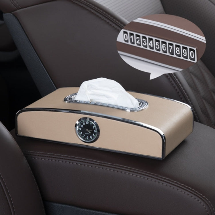 Scatola per fazzoletti per orologio per auto Scatola per asciugamani di carta da tavolo per strumenti per veicoli multifunzione, stile:, Clock+Parking Card (Green), Clock+Parking Card (Ivory), Clock+Parking Card (Agate), Clock+Parking Card (Black)     ...