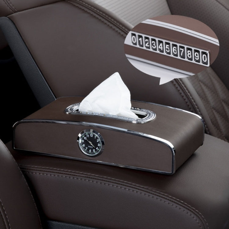 Scatola per fazzoletti per orologio per auto Scatola per asciugamani di carta da tavolo per strumenti per veicoli multifunzione, stile:, Clock+Parking Card (Green), Clock+Parking Card (Ivory), Clock+Parking Card (Agate), Clock+Parking Card (Black)     ...