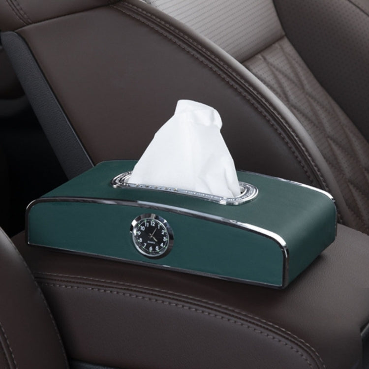 Scatola per fazzoletti per orologio per auto Scatola per asciugamani di carta da tavolo per strumenti per veicoli multifunzione, stile:, Clock+Parking Card (Green), Clock+Parking Card (Ivory), Clock+Parking Card (Agate), Clock+Parking Card (Black)     ...