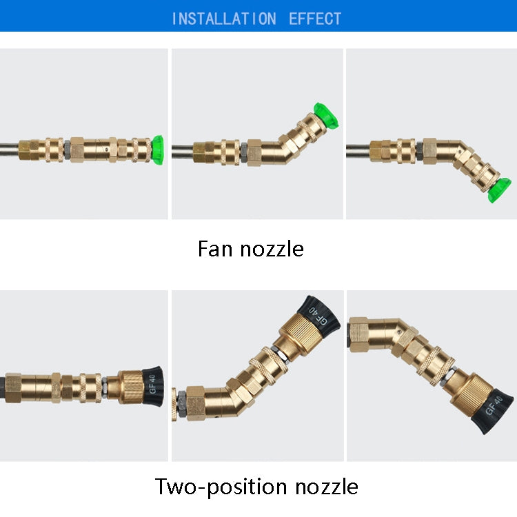 Macchina per lavaggio auto con ugello di pulizia per aria condizionata ad alta pressione Giunto di piegatura rotante in rame 1/4 Rotazione di 360 gradi Spina rapida universale, 1/4 Copper Cleaning Nozzle