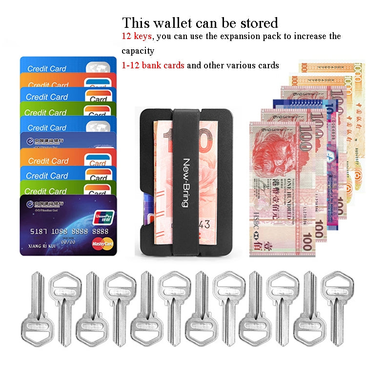 New-Bring Portacarte in metallo Il portafoglio EDC multifunzionale può contenere chiavi e disco U