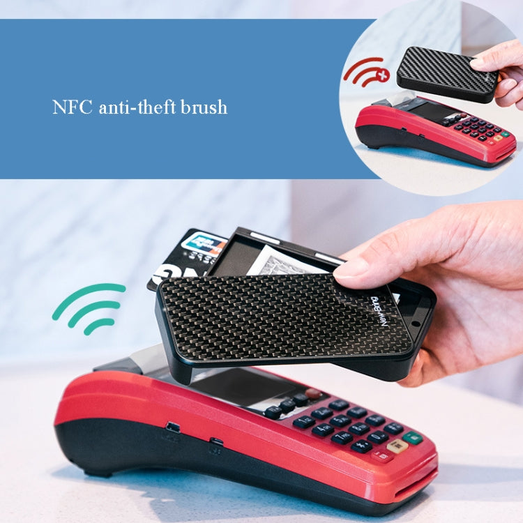 New-Bring Porta carte di credito in metallo Portafoglio impermeabile antifurto magnetico automatico per biglietti da visita, Red, Blue, Black, Grey, Carbon Fiber
