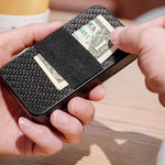 New-Bring Porta carte di credito in metallo Portafoglio impermeabile antifurto magnetico automatico per biglietti da visita, Red, Blue, Black, Grey, Carbon Fiber