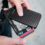 New-Bring Porta carte di credito in metallo Portafoglio impermeabile antifurto magnetico automatico per biglietti da visita, Red, Blue, Black, Grey, Carbon Fiber