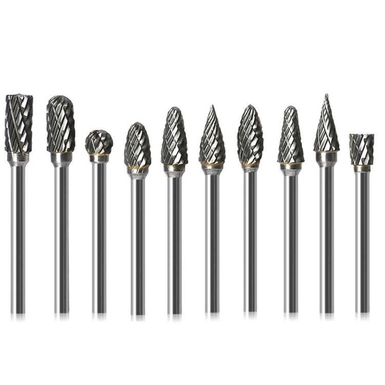 10 PCS / Set Testa di macinazione in acciaio al tungsteno in lega dura Doppio modello Testa di fresa rotante Coltello per intaglio della radice, Stile:, Transparent Box, Blue Box
