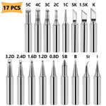 Punte di saldatura 936 Stazione di saldatura Punte per saldatore in rame puro Punte per saldatore senza piombo, 15 PCS / Set, 17 PCS / Set