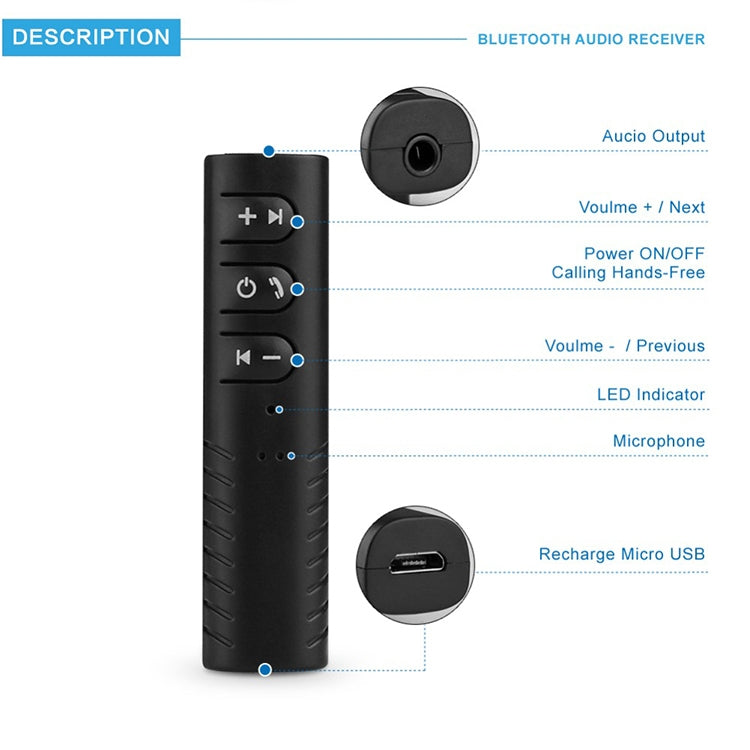 Ricevitore audio Bluetooth lavalier 3,5 mm per smartphone