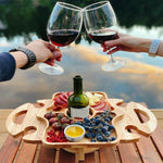 Tavolo da picnic all'aperto Portabottiglie pieghevole in legno, Foldable Table