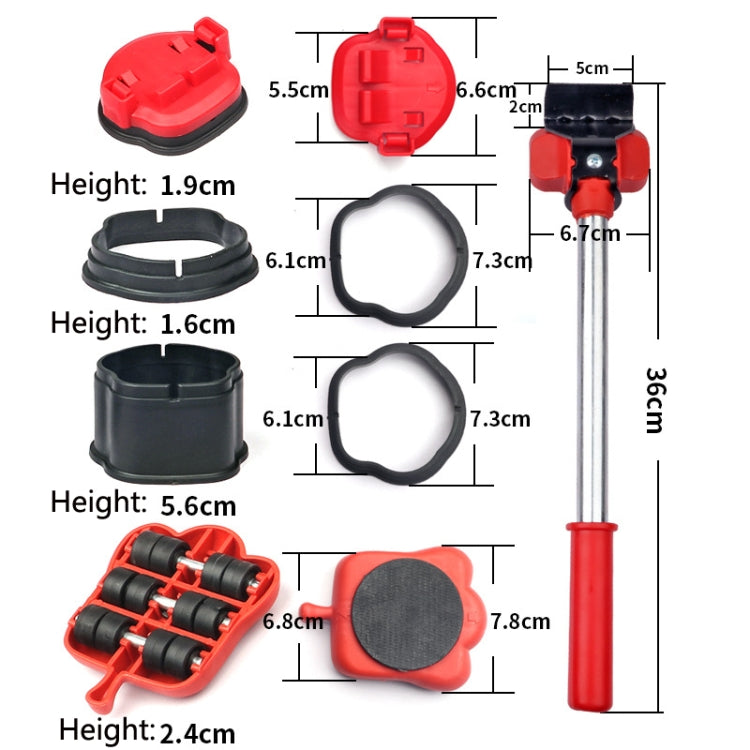 Set di attrezzi per il movimento ad altezza regolabile del motore con rullo mobile per mobili pesanti a leva, 13 PCS / Set, 5 PCS / Set