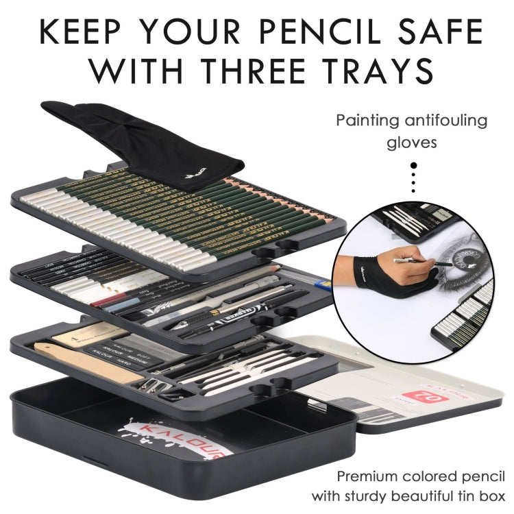 KALOUR 70 in 1 Sketch Pencil Iron Box Set Sketch Tool Set Fine Art Painting Pencil, 70 in 1 Sketch Pencil