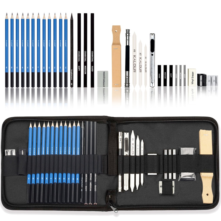 KALOUR Set di matite per schizzi 33 in 1 Forniture artistiche per pennelli per principianti, 33 in 1