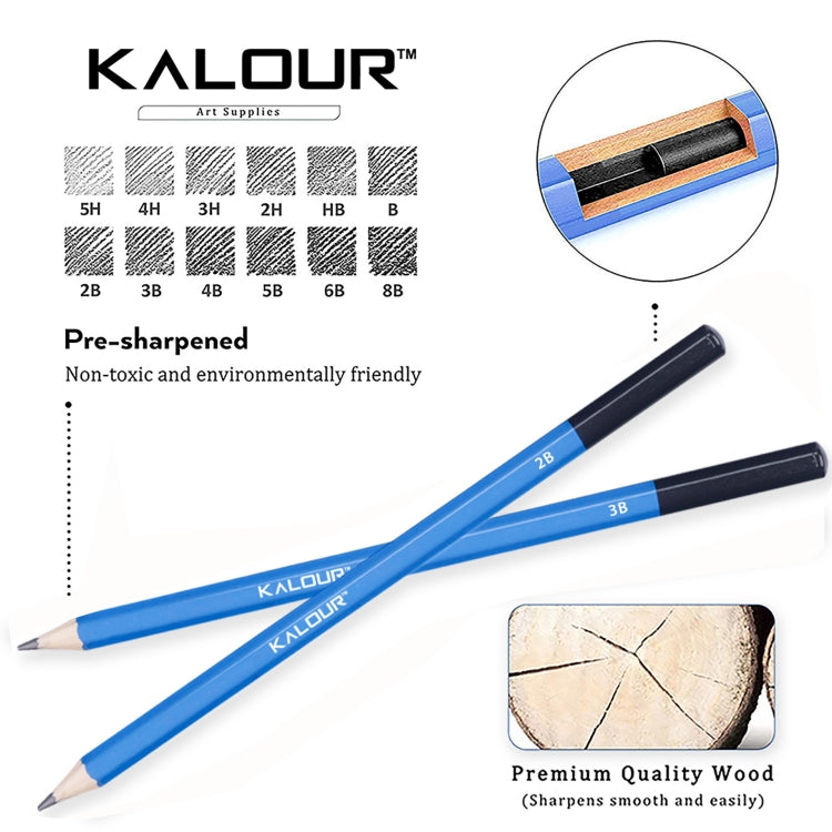 KALOUR Set di matite per schizzi 33 in 1 Forniture artistiche per pennelli per principianti, 33 in 1