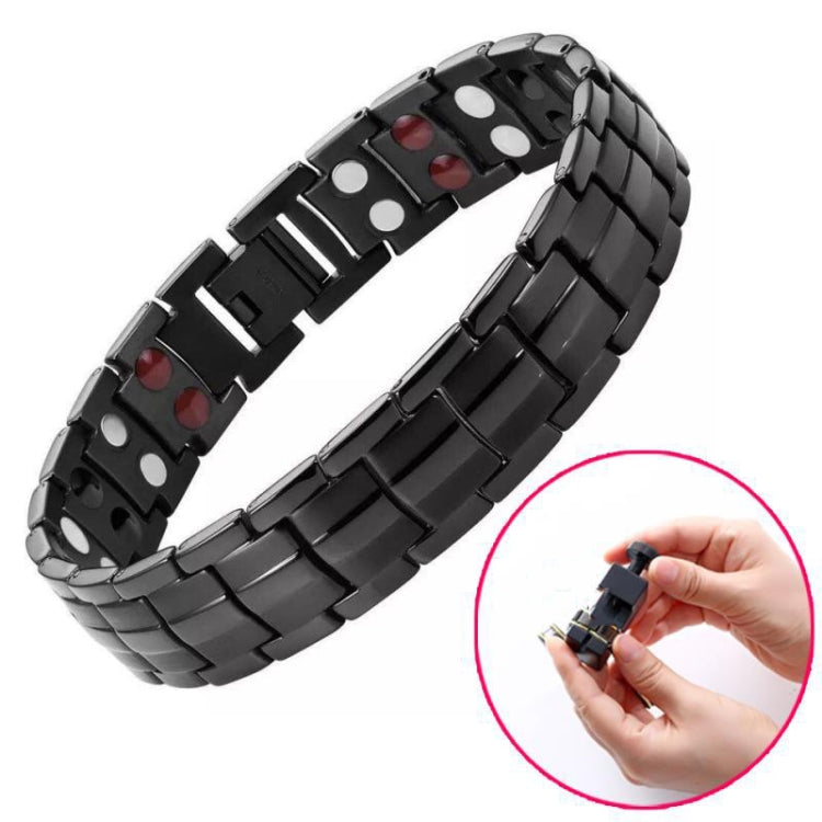 Bracciale per terapia magnetica con magnete a doppia fila da 2 pezzi per uomo, Black, White, Gold, Black Full Magnet, Bronze Full Magnet