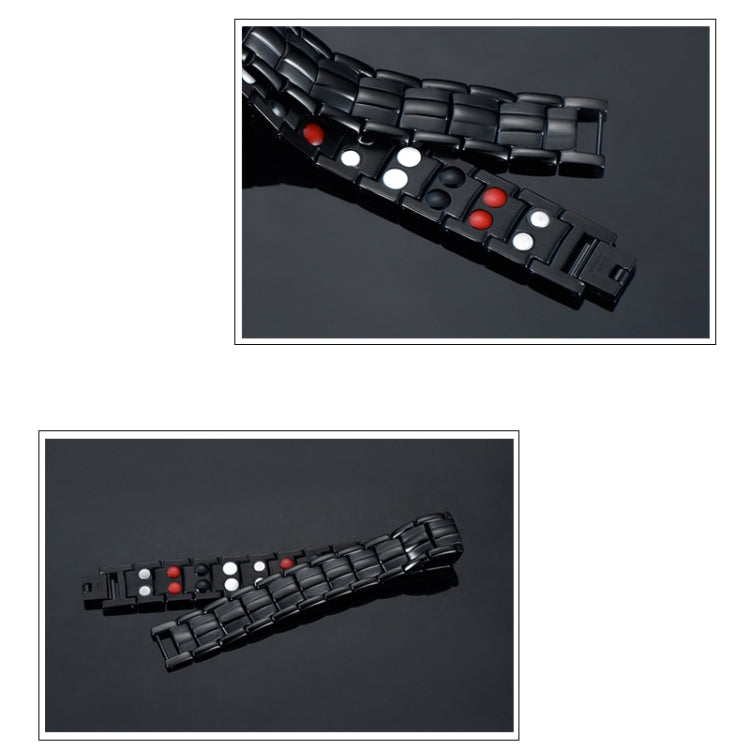 Bracciale per terapia magnetica con magnete a doppia fila da 2 pezzi per uomo, Black, White, Gold, Black Full Magnet, Bronze Full Magnet