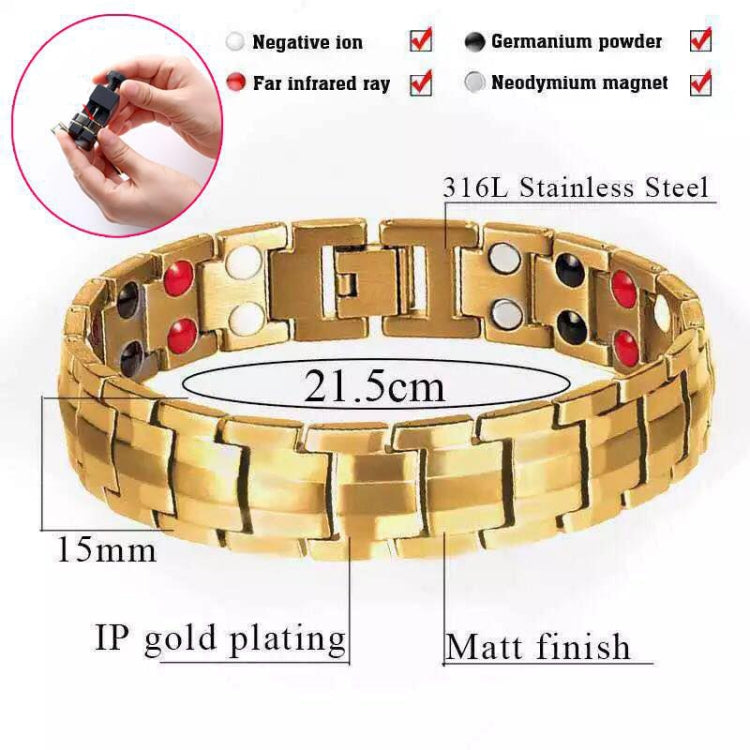 Bracciale per terapia magnetica con magnete a doppia fila da 2 pezzi per uomo, Black, White, Gold, Black Full Magnet, Bronze Full Magnet