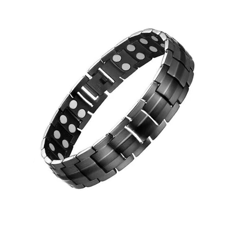 Bracciale per terapia magnetica con magnete a doppia fila da 2 pezzi per uomo, Black, White, Gold, Black Full Magnet, Bronze Full Magnet