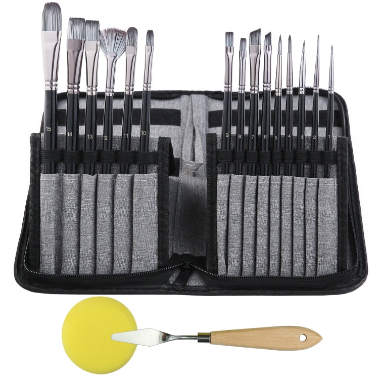 17 in 1 Pennello per pittura acrilica Multiuso Lana di nylon Pennello per acquerello Materiale per pittura artistica Qith Borsa per pittura su tela, 17 in 1