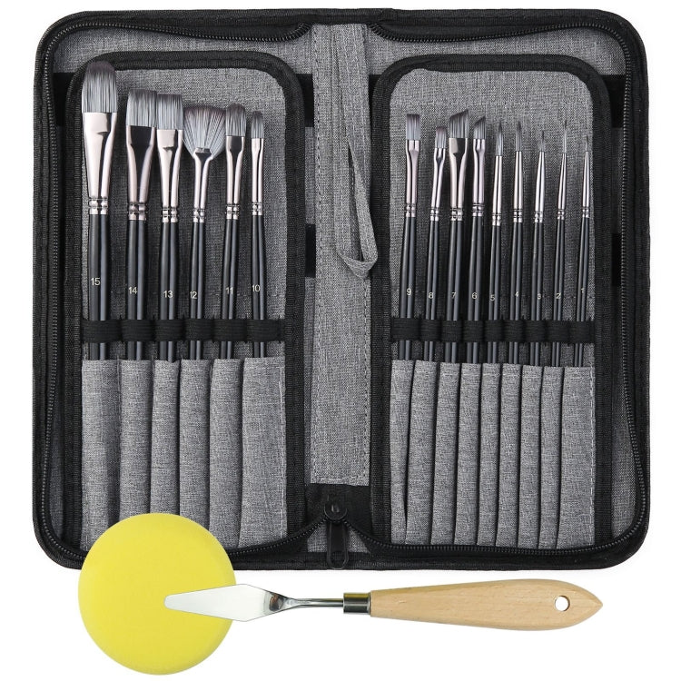 17 in 1 Pennello per pittura acrilica Multiuso Lana di nylon Pennello per acquerello Materiale per pittura artistica Qith Borsa per pittura su tela, 17 in 1