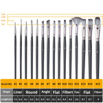 17 in 1 Pennello per pittura acrilica Multiuso Lana di nylon Pennello per acquerello Materiale per pittura artistica Qith Borsa per pittura su tela, 17 in 1