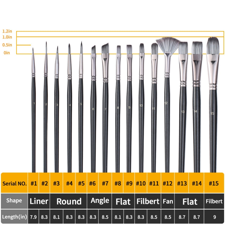 17 in 1 Pennello per pittura acrilica Multiuso Lana di nylon Pennello per acquerello Materiale per pittura artistica Qith Borsa per pittura su tela, 17 in 1
