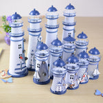 2 pezzi stile mediterraneo lampeggiante oceano latta faro decorazione della casa artigianato, stile consegna casuale, M1221 Small 14cm, M1022 Medium 19cm, M1021 Large 30cm
