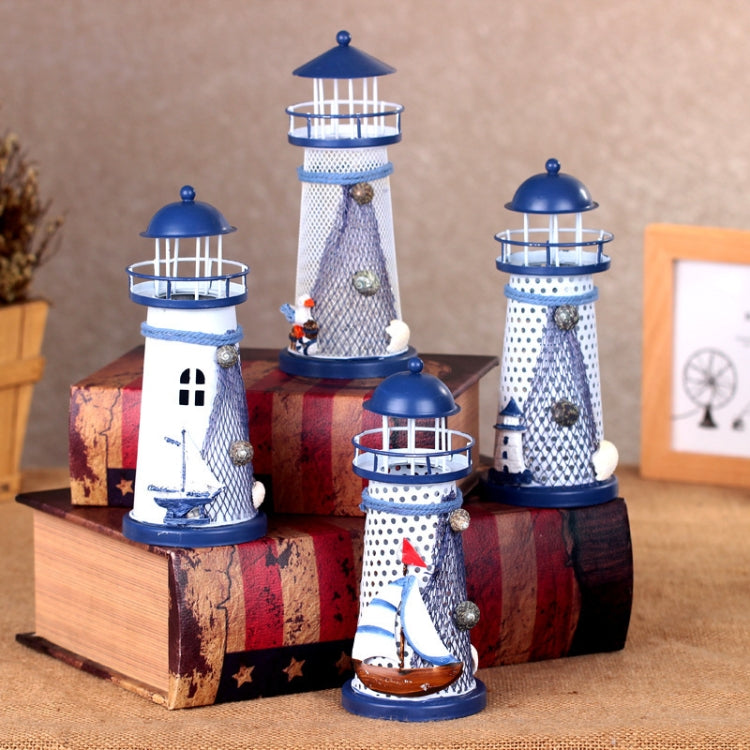 2 pezzi stile mediterraneo lampeggiante oceano latta faro decorazione della casa artigianato, stile consegna casuale, M1221 Small 14cm, M1022 Medium 19cm, M1021 Large 30cm