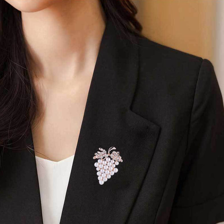 3 spille con diamanti a forma di uva e perle selvatiche, Grape
