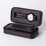 Scatola portaoggetti per orologio con cerniera in fibra di carbonio piena in pelle PU, stile:, 02 Watch Position, 04 Watch Position, 08 Watch Position Carbon Fiber