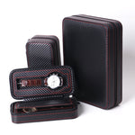 Scatola portaoggetti per orologio con cerniera in fibra di carbonio piena in pelle PU, stile:, 02 Watch Position, 04 Watch Position, 08 Watch Position Carbon Fiber