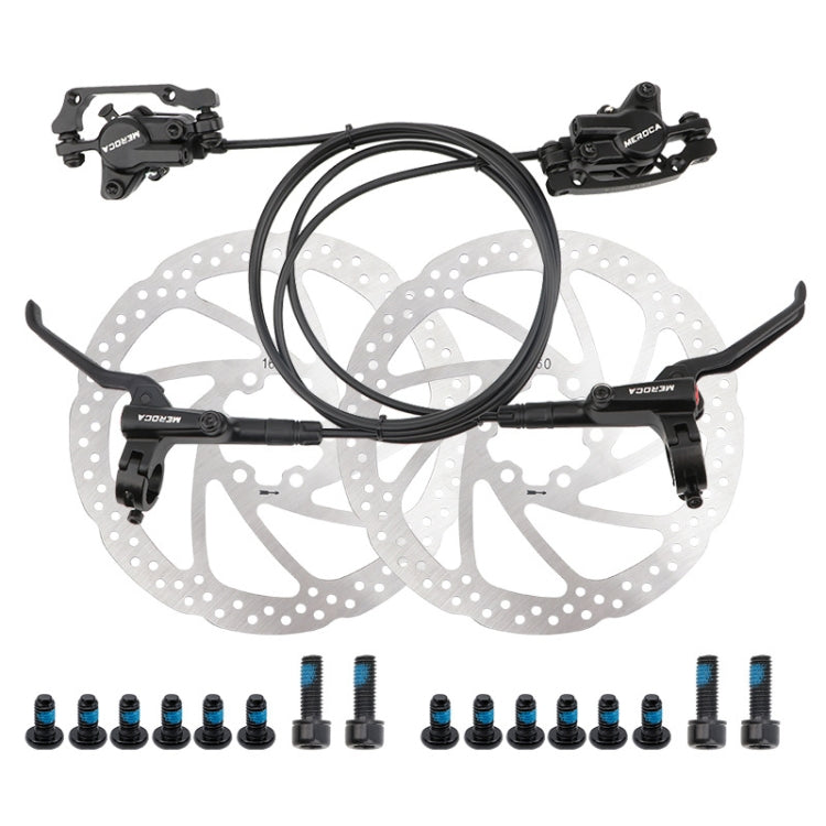 Meroca M800 Freno per bicicletta Mountain Bike Freno bilaterale universale Freno a disco pressione olio, Stile:, 1 Pair Oil Brakes, 1 Pair Oil Brakes + 1 Pair Disc Brakes, Right Front 800mm, Left Back 1400mm, Right Front 800mm + Disc Brake             ...