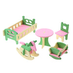Set mobili in legno miniatura per case delle bambole