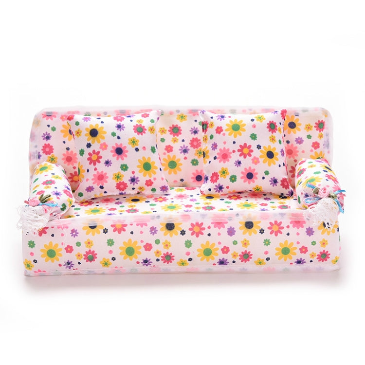Mini divano a fiori per casa delle bambole 20 cm