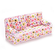 Mini divano a fiori per mobili Divano da 20 cm +2 cuscini per accessori per la casa delle bambole, Doll House Accessories(Cloth sofa)