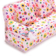 Mini divano a fiori per mobili Divano da 20 cm +2 cuscini per accessori per la casa delle bambole, Doll House Accessories(Cloth sofa)