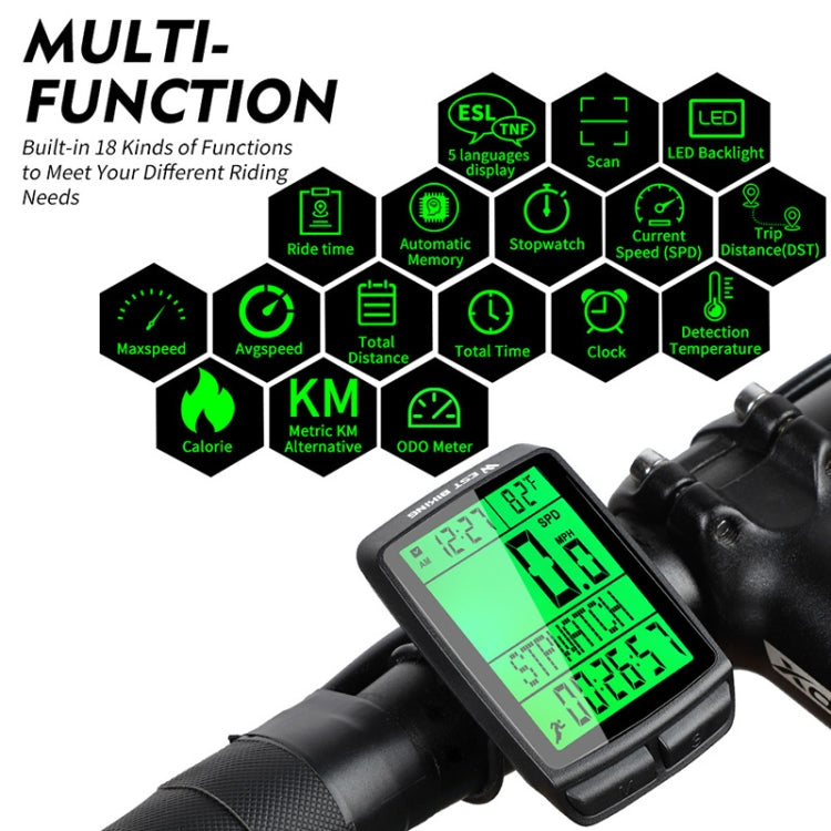 WEST BIKING Tachimetro contachilometri wireless multifunzione con retroilluminazione impermeabile per bicicletta in 5 lingue, 5 Languages