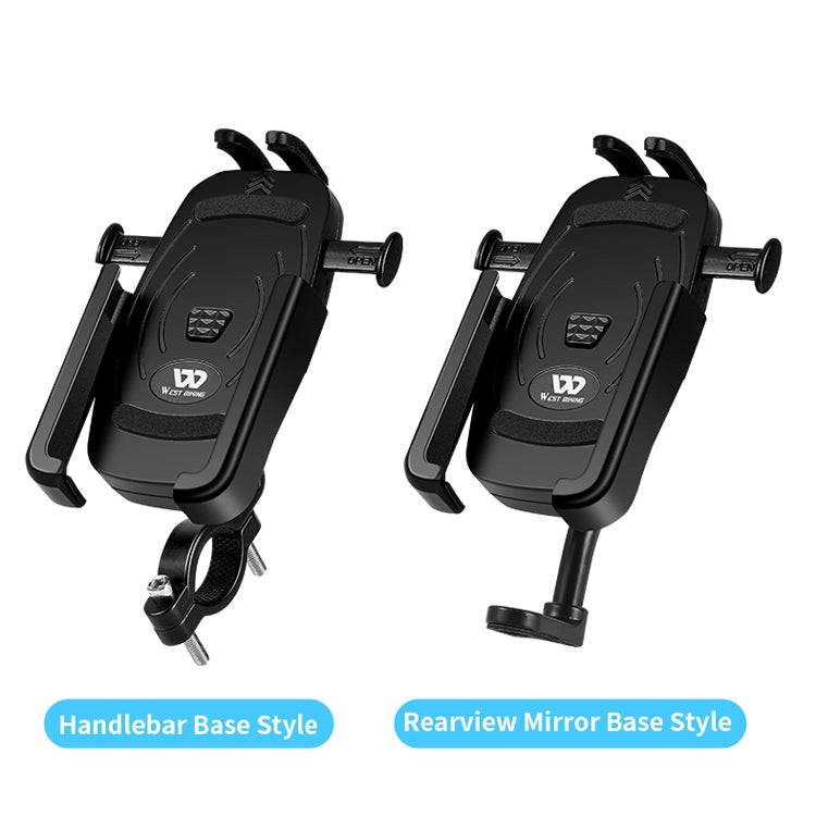 WEST BIKING Supporto per telefono cellulare per bici Supporto per telefono per motocicletta per scooter elettrico girevole a 360° in alluminio, stile:, Handlebar Style, Rearview Mirror Style