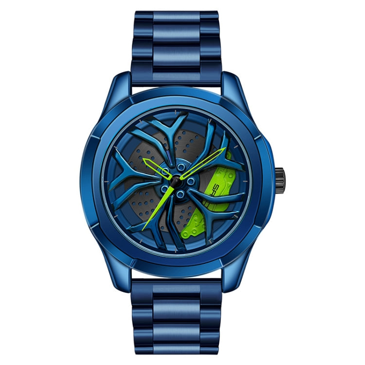 SANDA P1065 Wheel Series Orologio da uomo al quarzo con cinturino in acciaio casual, For Men Blue Red, For Men Black Red, For Men Silver Red, For Men Blue Green, For Men Black Green, For Men Silver Green