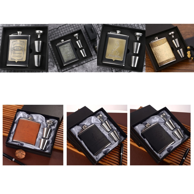 Fiaschetta portatile in acciaio inossidabile con imbuto per bicchiere di vino, stile:, 8OZ New Jack Patch Core, 8OZ Old Jack Patch Core, 8OZ Old Man Patch Core, 8OZ Yellow Floral Pattern Core, 7OZ Black Leather Jack Gray                                ...