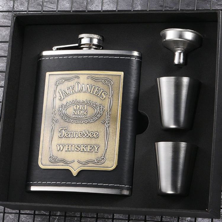 Fiaschetta portatile in acciaio inossidabile con imbuto per bicchiere di vino, stile:, 8OZ New Jack Patch Core, 8OZ Old Jack Patch Core, 8OZ Old Man Patch Core, 8OZ Yellow Floral Pattern Core, 7OZ Black Leather Jack Gray                                ...