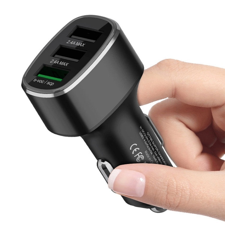 Caricabatterie a ricarica rapida per auto con tre porte USB per Huawei/OPPO/VIVO/OnePlus e altri tipi di ricarica flash, GT680 Black, GT680 Gray, GT780 Black, GT780 Gray