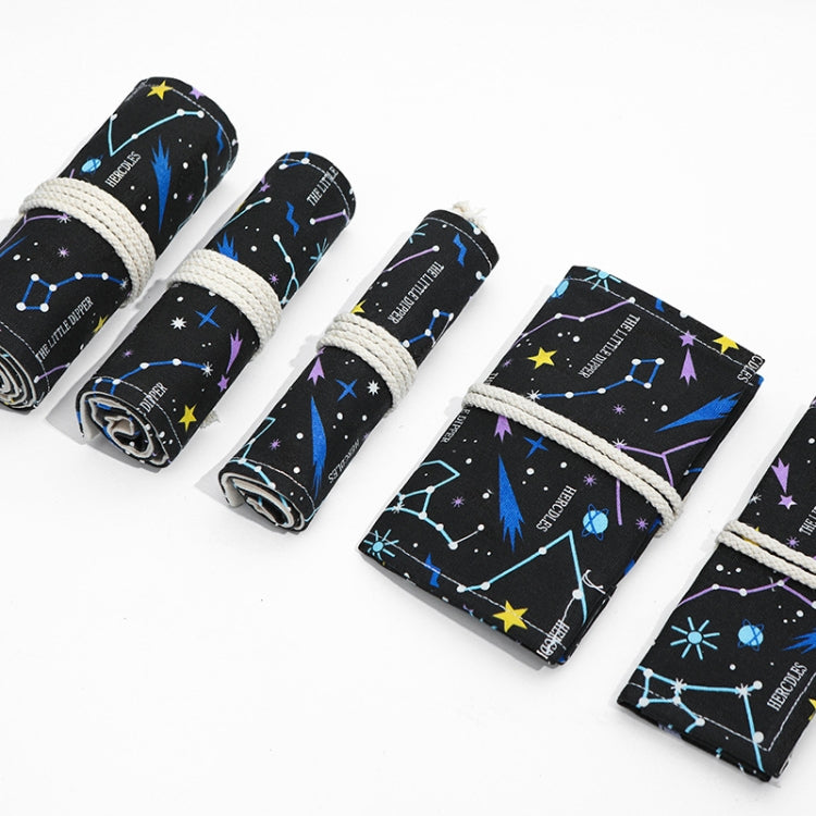 Borsa per matite colorate per schizzi del cielo notturno Borsa per penne per tende in tela di grande capacità per studenti, 12 Holes, 24 Holes, 36  Holes, 48  Holes, 72 Holes