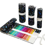Borsa per matite colorate per schizzi del cielo notturno Borsa per penne per tende in tela di grande capacità per studenti, 12 Holes, 24 Holes, 36  Holes, 48  Holes, 72 Holes