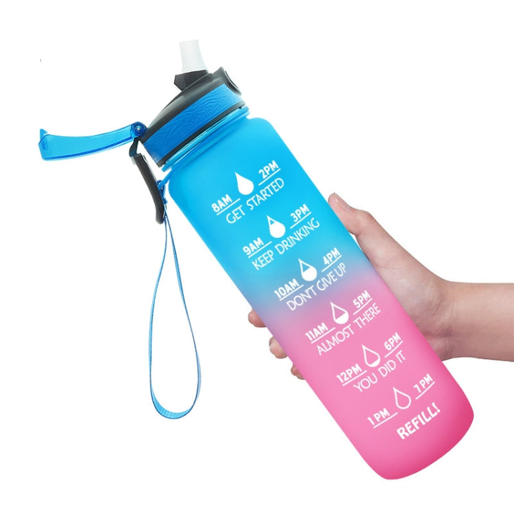 Bollitore sportivo per esterni di grande capacità con tazza in plastica Tritan da 1 litro, Blue Pink, Orange Blue, Yellow Blue Purple, Purple Orange