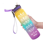 Bollitore sportivo per esterni di grande capacità con tazza in plastica Tritan da 1 litro, Blue Pink, Orange Blue, Yellow Blue Purple, Purple Orange