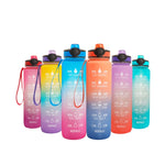 Bollitore sportivo per esterni di grande capacità con tazza in plastica Tritan da 1 litro, Blue Pink, Orange Blue, Yellow Blue Purple, Purple Orange