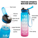 Bollitore sportivo per esterni di grande capacità con tazza in plastica Tritan da 1 litro, Blue Pink, Orange Blue, Yellow Blue Purple, Purple Orange