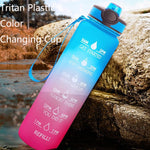 Bollitore sportivo per esterni di grande capacità con tazza in plastica Tritan da 1 litro, Blue Pink, Orange Blue, Yellow Blue Purple, Purple Orange