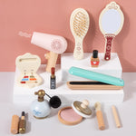 I giocattoli di legno per il trucco dei bambini fanno finta di giocare a un set di cosmetici, Cosmetic Set