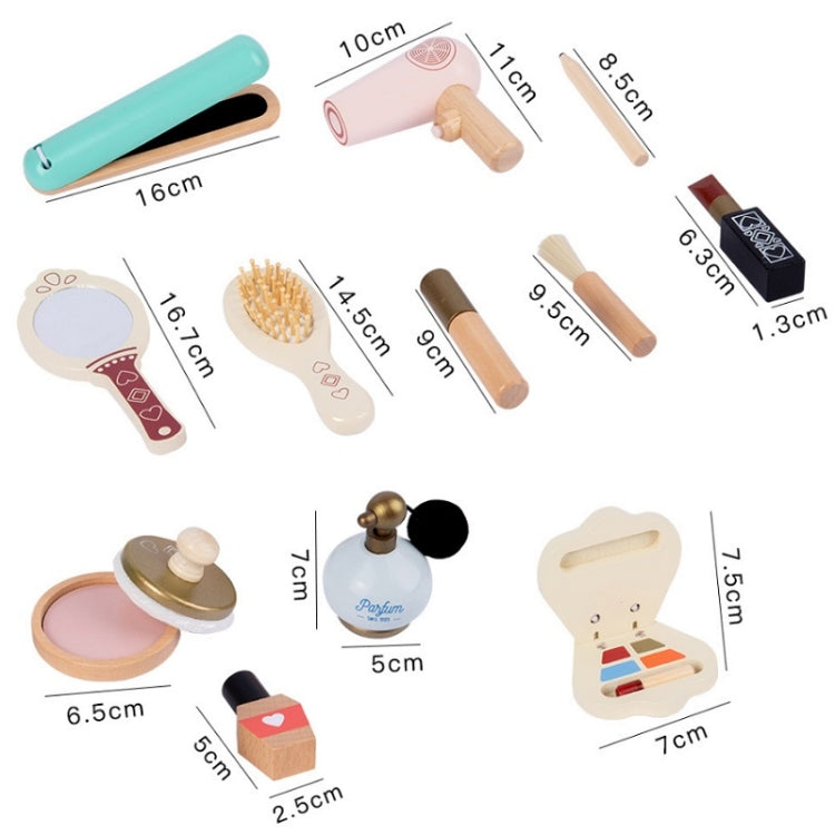 I giocattoli di legno per il trucco dei bambini fanno finta di giocare a un set di cosmetici, Cosmetic Set