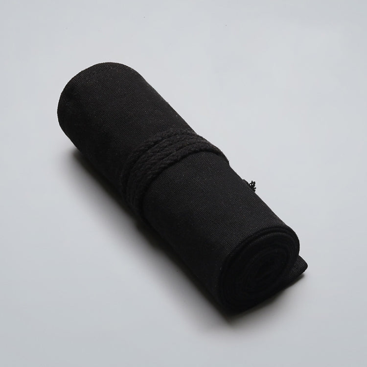 Borsa per penna a rotolo di tela nera pura fatta a mano Tenda a matita colorata per schizzi di ragazzo e ragazza di grande capacità, 12 Holes, 24 Holes, 36  Holes, 48  Holesk, 72 Holes, 108 Holes